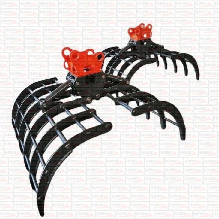 Excavator Attached Root Rake Grass Grapple