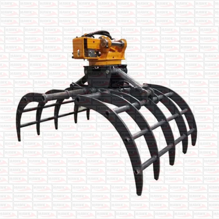 Excavator Attached Root Rake Grass Grapple